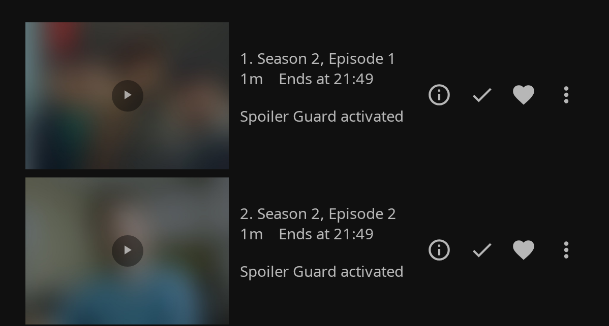 Heavily blurred episode card